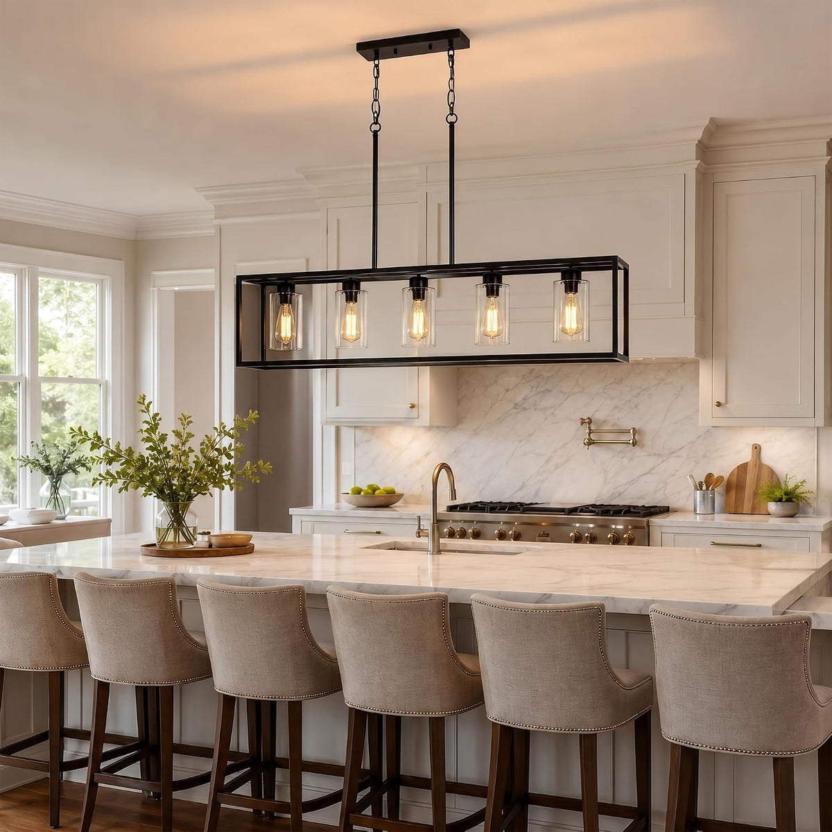 Five Light Linear Pendant Lamp